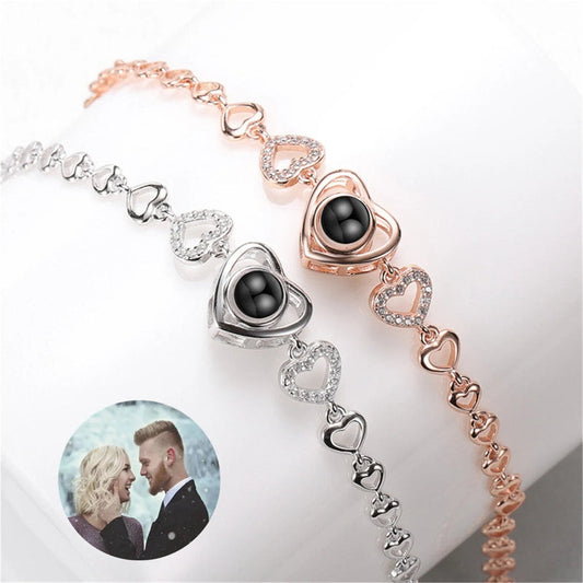 Photo Projection Bracelet,Sterling Silver Heart