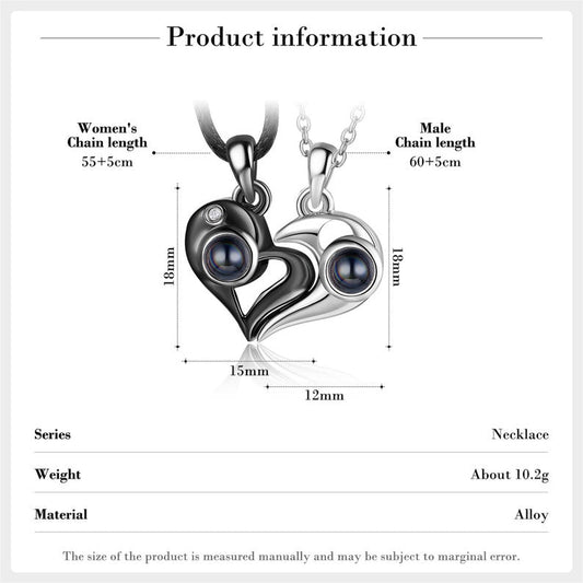 Personalized Photo Projection Necklace for Couples, Projection Necklace Heart with Picture