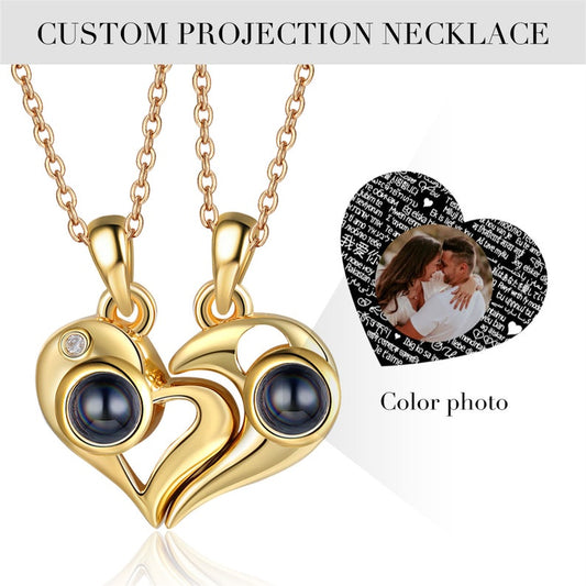 Personalized Photo Projection Necklace for Couples, Projection Necklace Heart with Picture