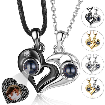 Personalized Photo Projection Necklace for Couples, Projection Necklace Heart with Picture