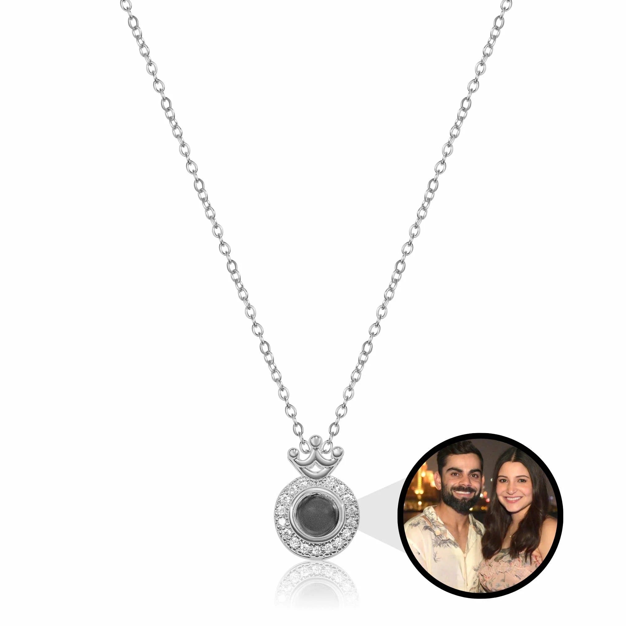 👑✨ Crown Projection Photo Necklace