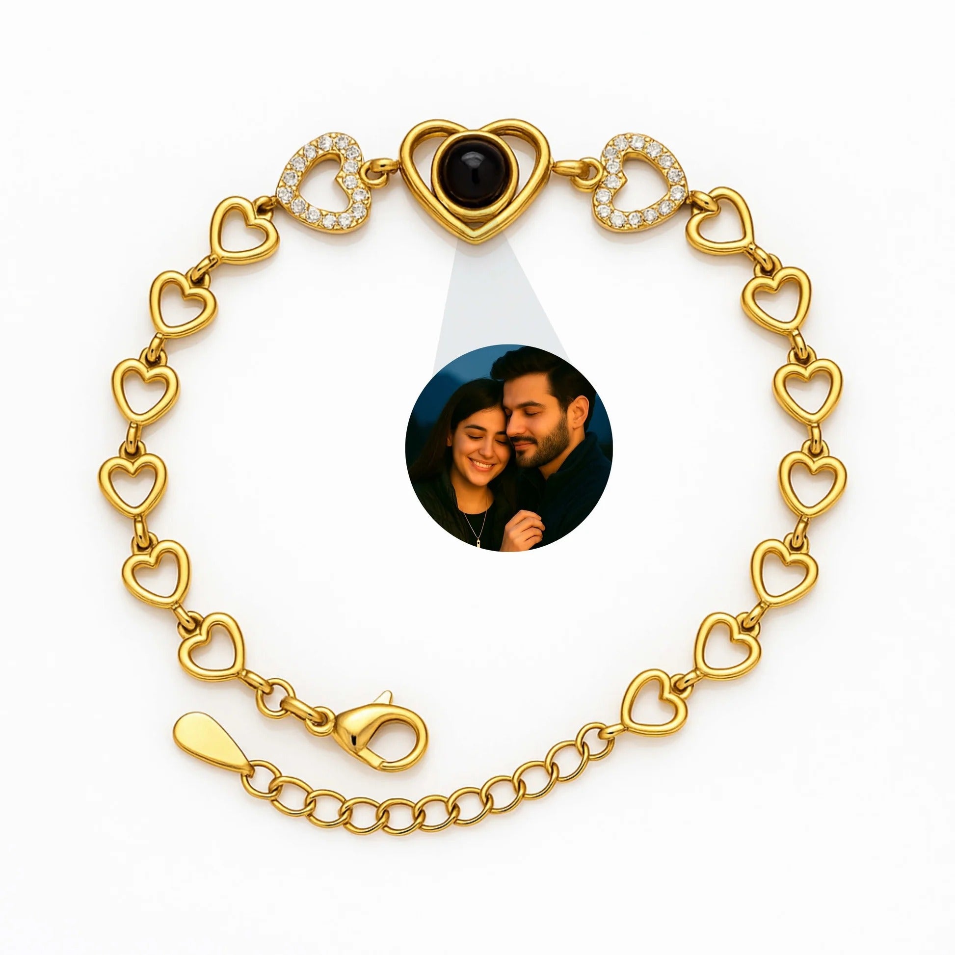 💖 Chain of Hearts Photo Projection Bracelet 💖