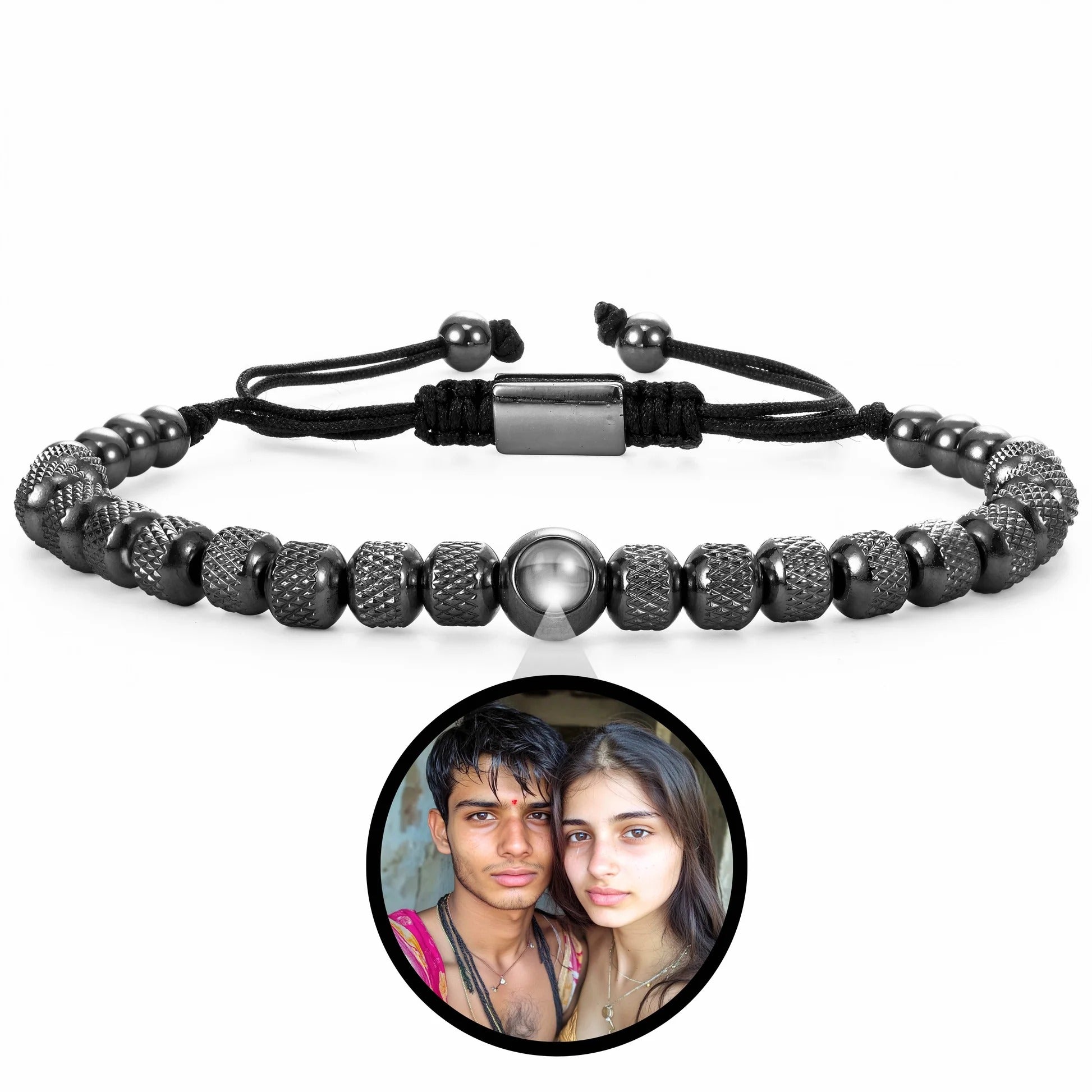 👑 Luxury Gold Bead Photo Projection Bracelet 👑