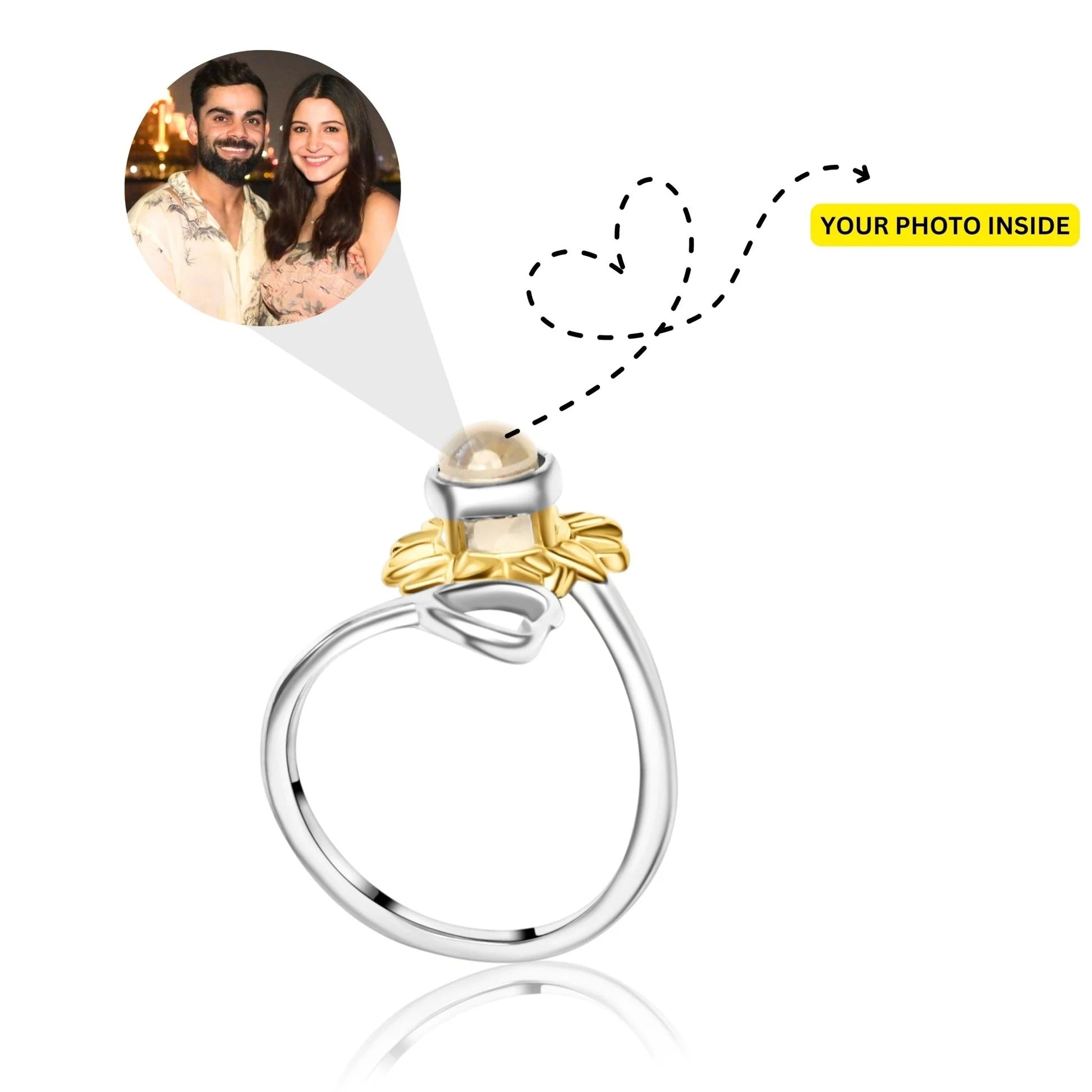 Custom Photo Projection Sunflower Ring