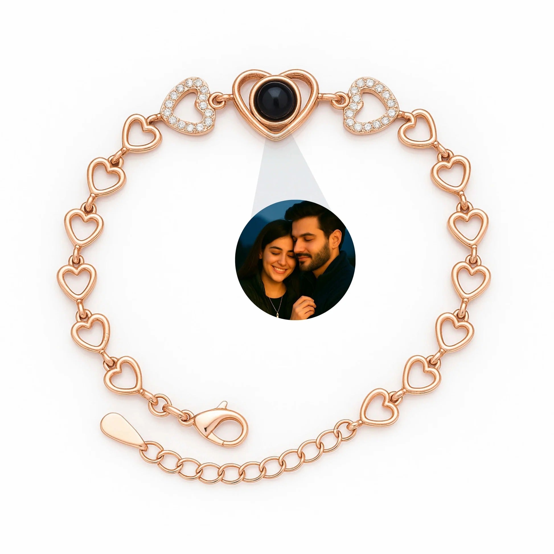 💖 Chain of Hearts Photo Projection Bracelet 💖