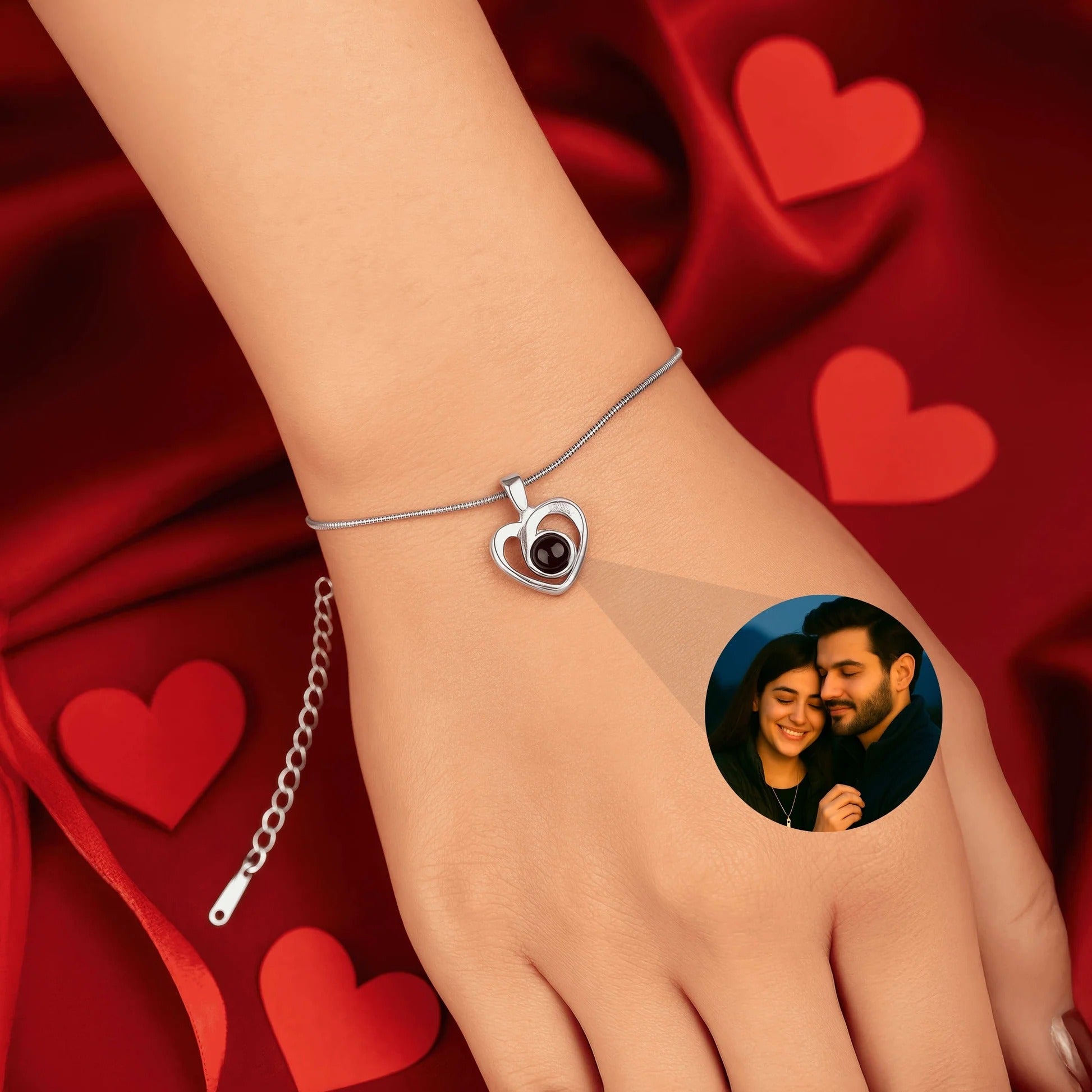 Custom Heart Photo Projection Bracelet
