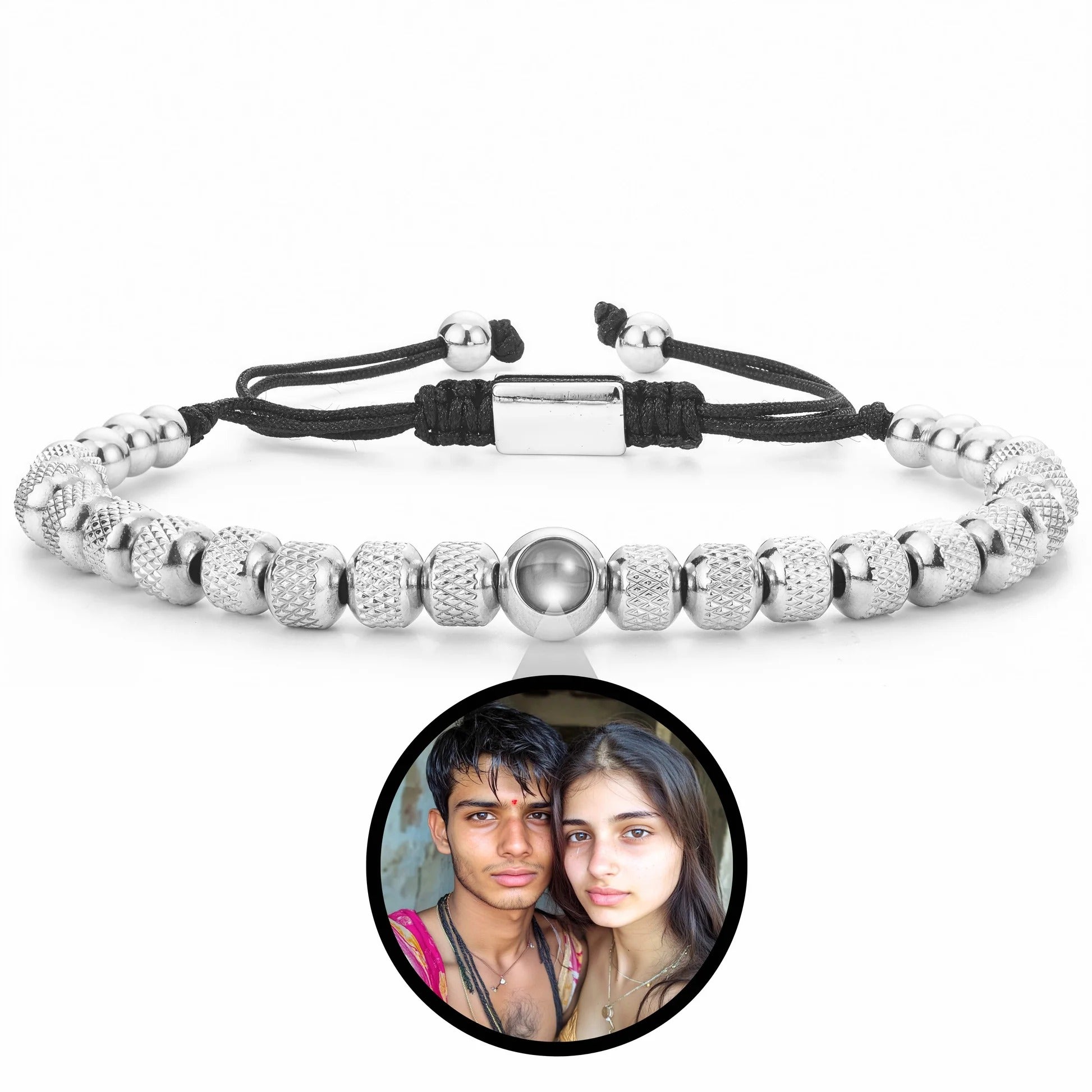 👑 Luxury Gold Bead Photo Projection Bracelet 👑