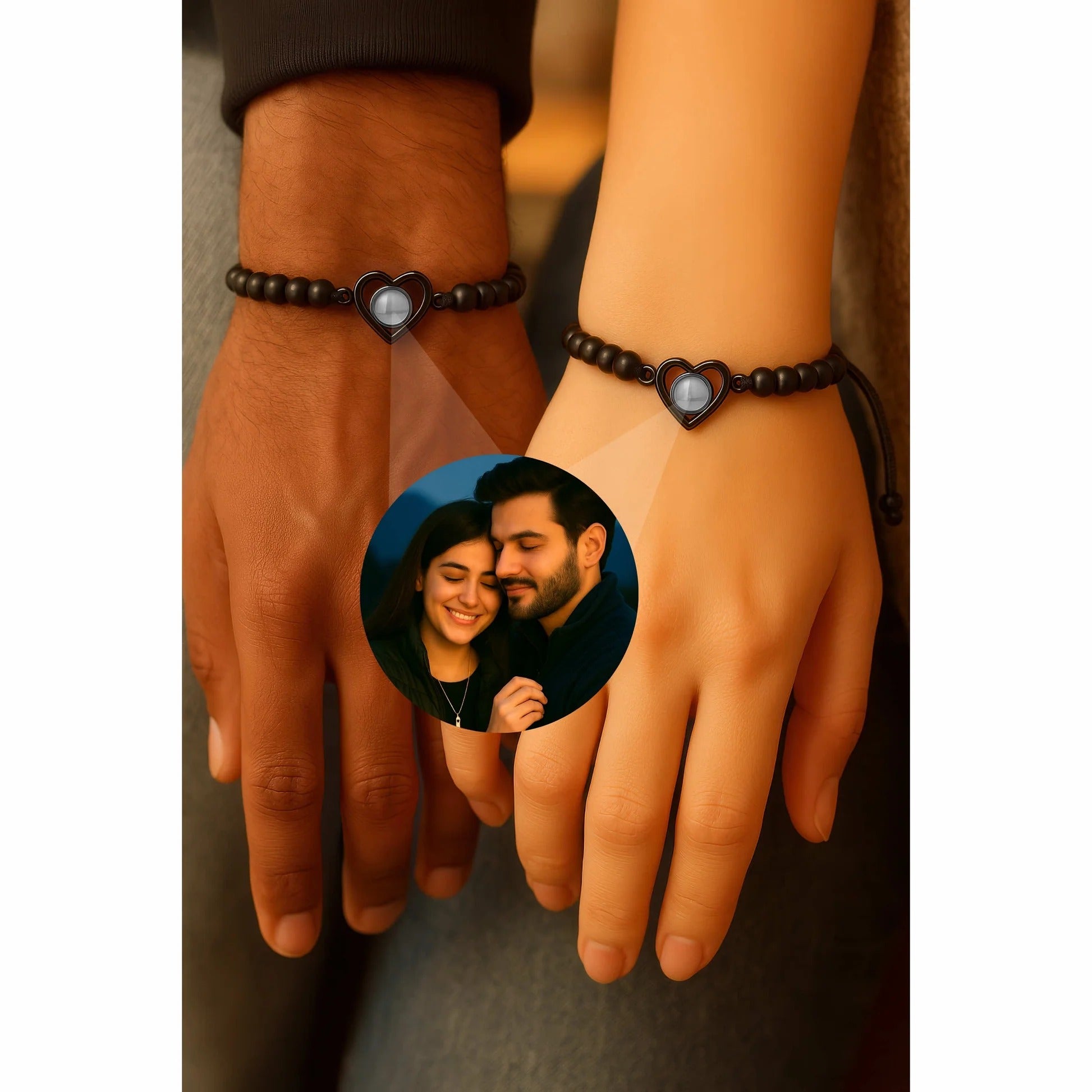 🖤 Couple Photo Heart Bead Bracelet 🖤