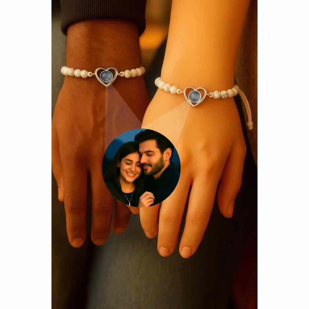 🖤 Couple Photo Heart Bead Bracelet 🖤