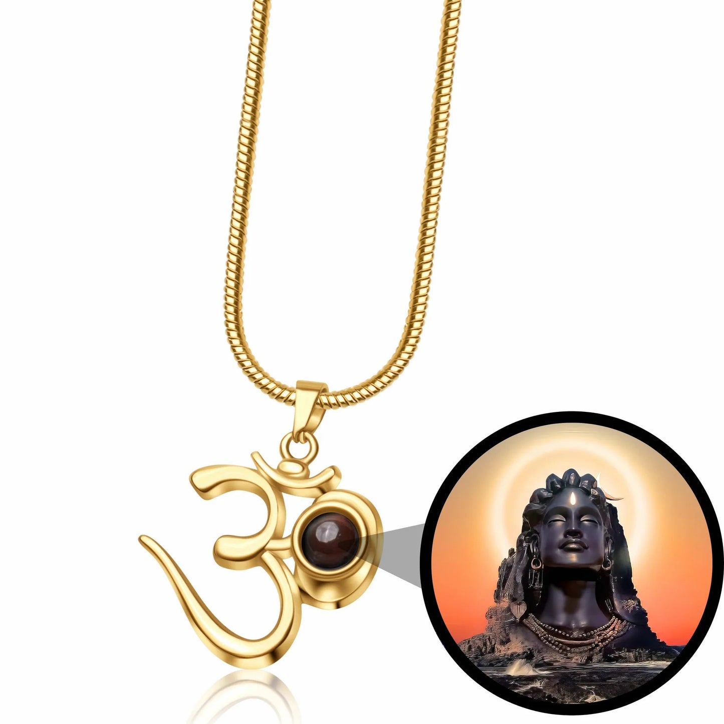 🕉️ Shiva OM Pendant with Hidden Adiyogi Photo – Silver Finish