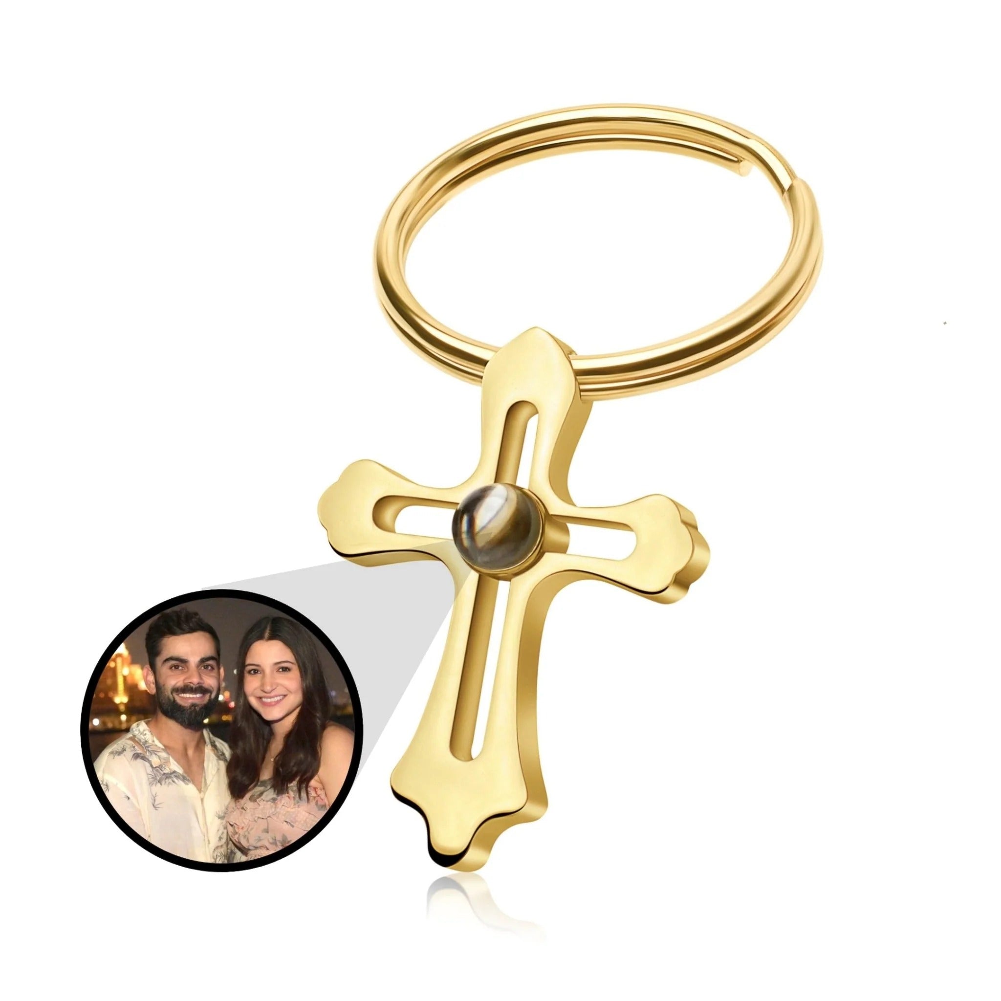✝️✨ Cross Projection Photo Keychain