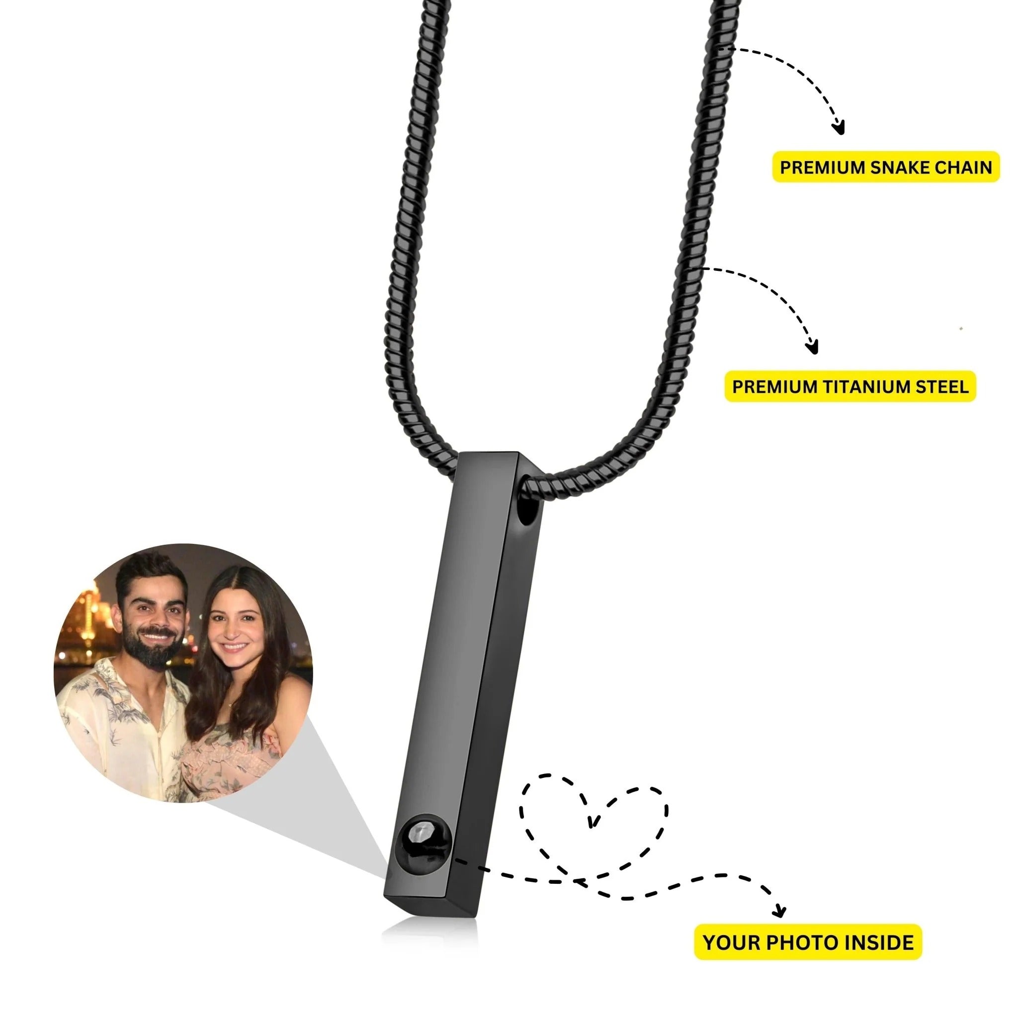 Men’s Bar Projection Photo Necklace