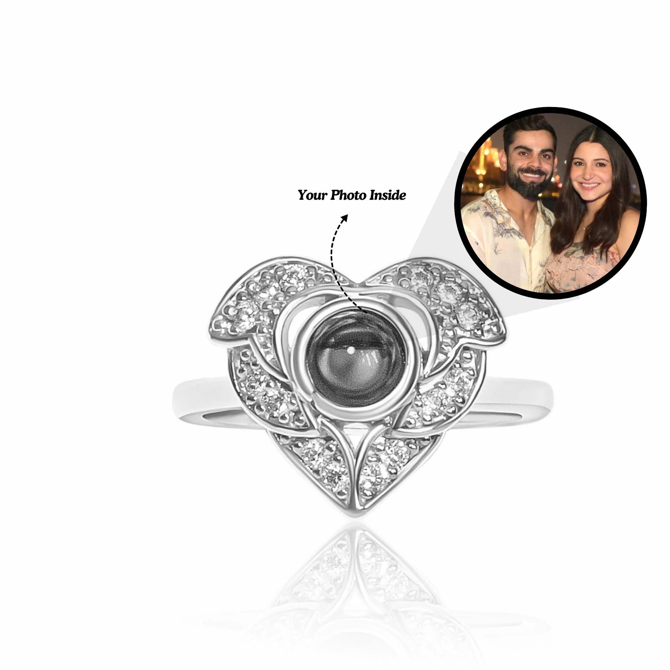 💍💖 Diamond Heart Photo Projection Ring