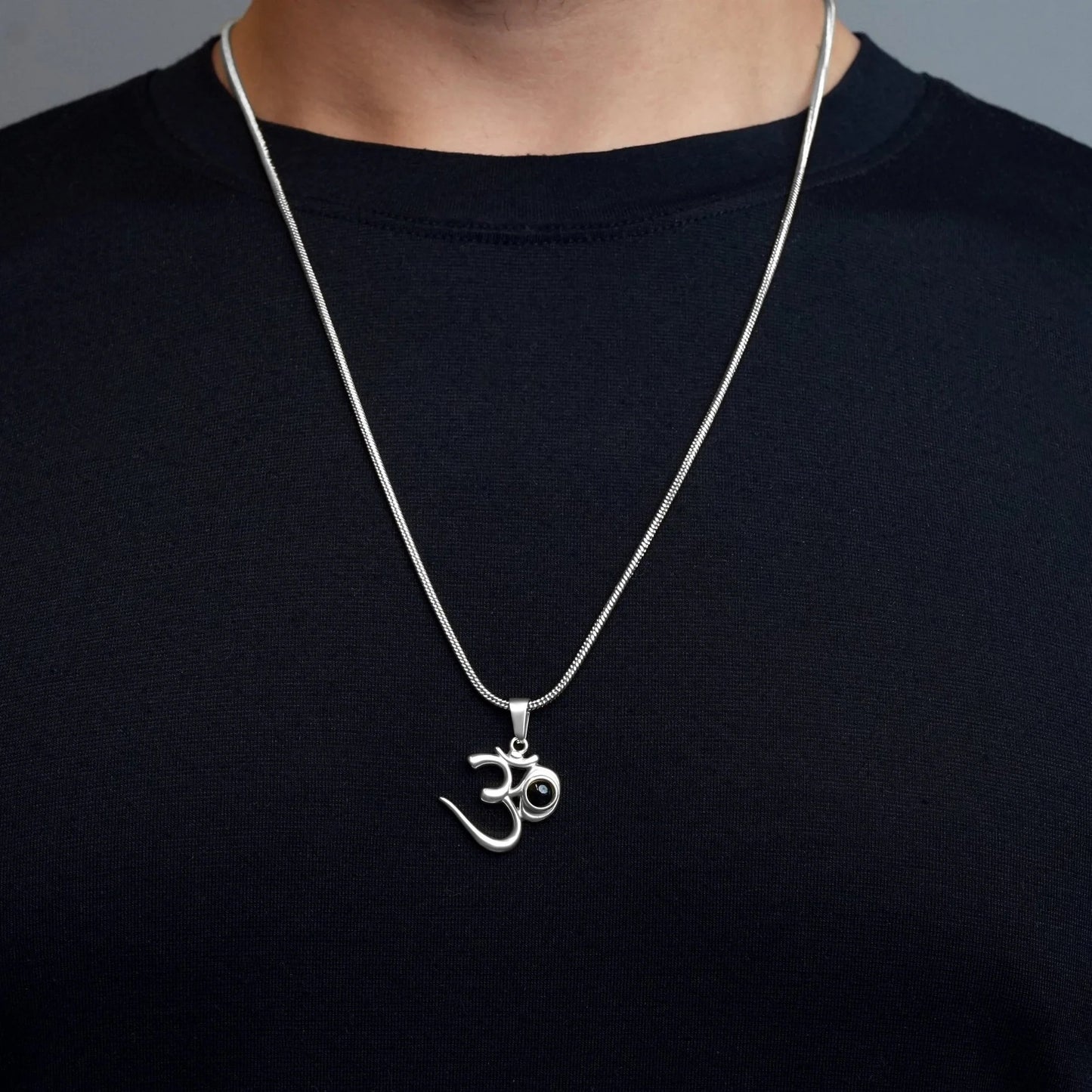 🕉️ Shiva OM Pendant with Hidden Adiyogi Photo – Silver Finish