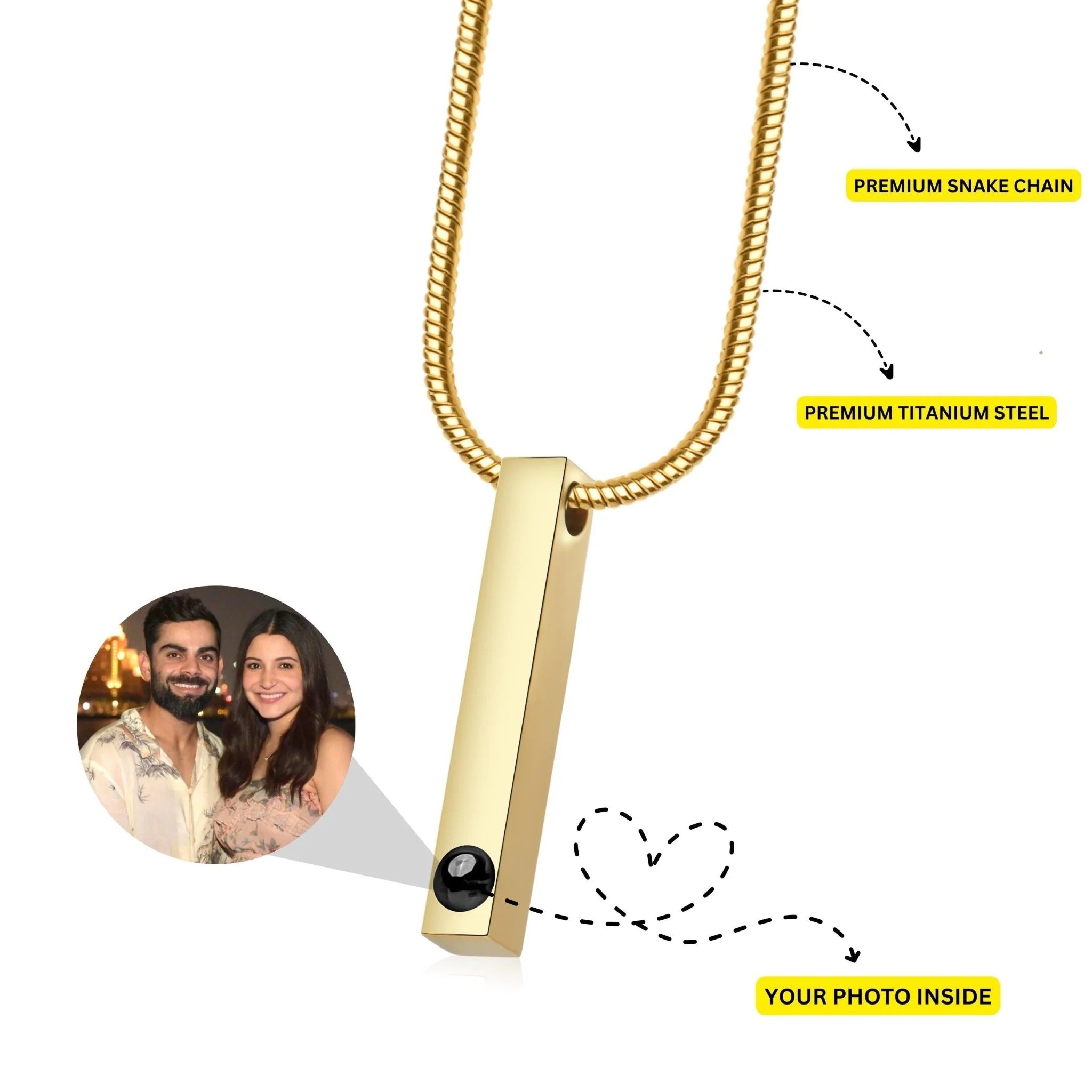 Men’s Bar Projection Photo Necklace