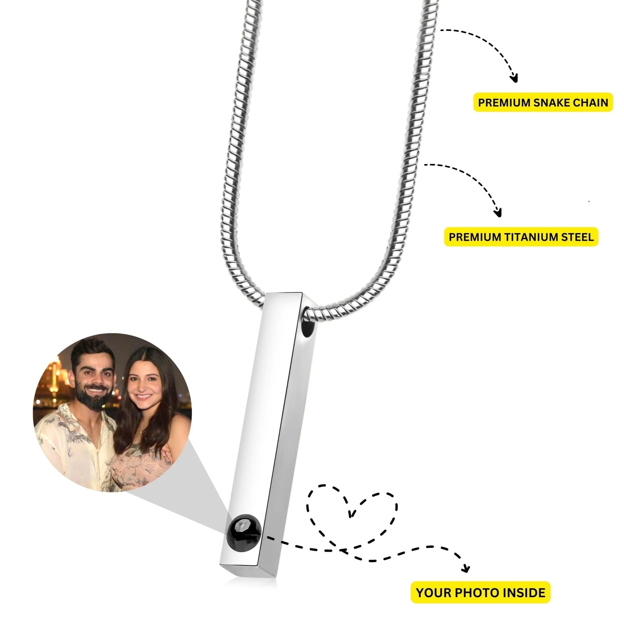 Men’s Bar Projection Photo Necklace