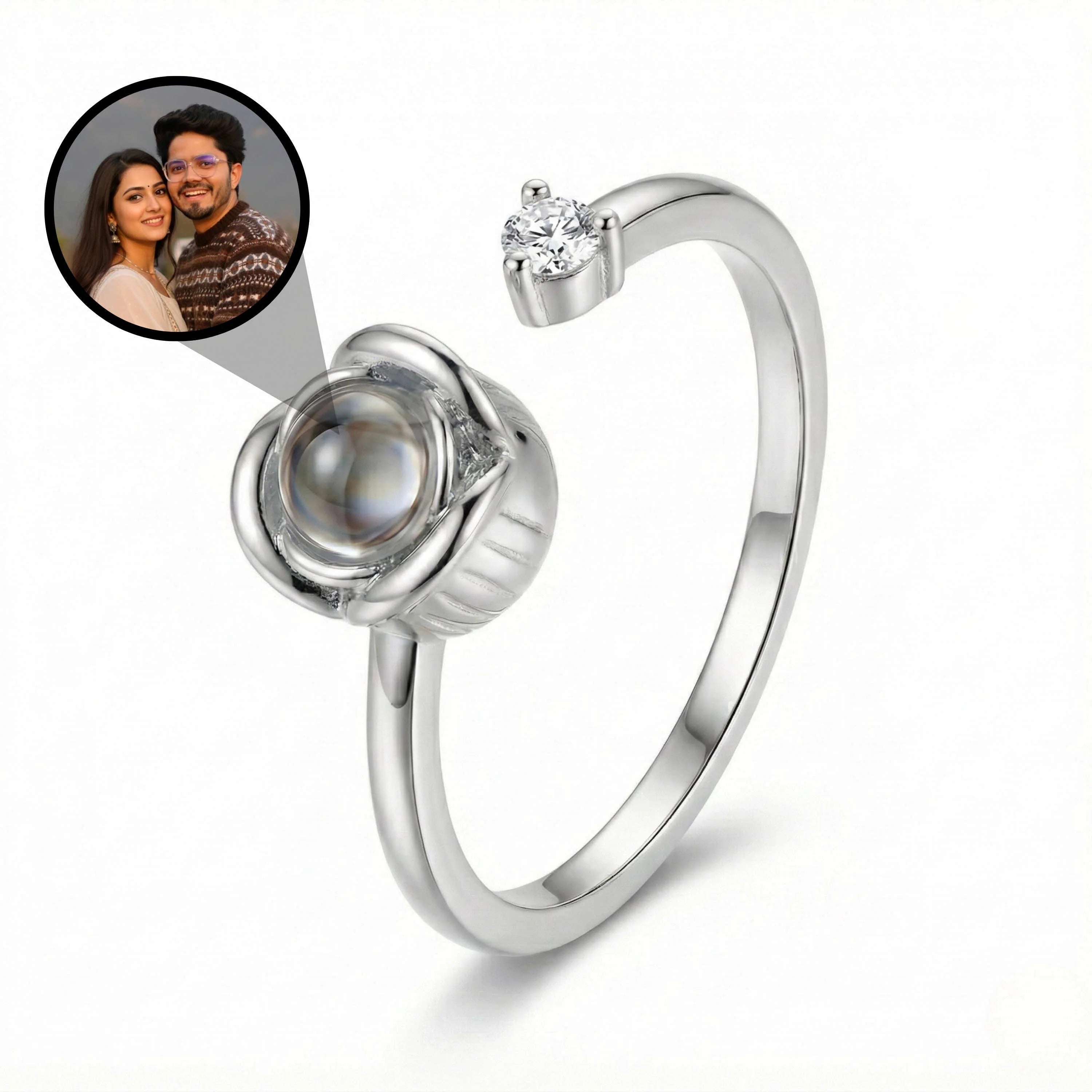 🌹💍 Rose Projection Photo Ring