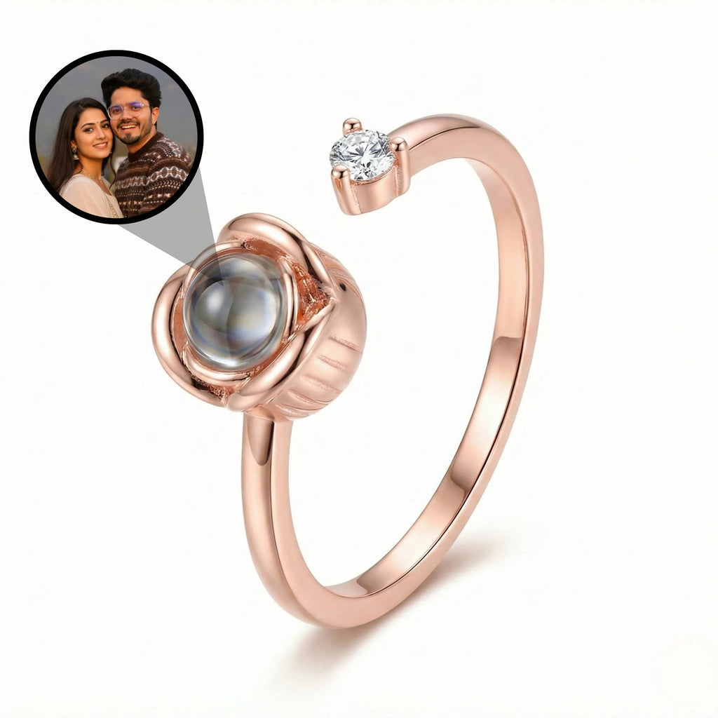 🌹💍 Rose Projection Photo Ring