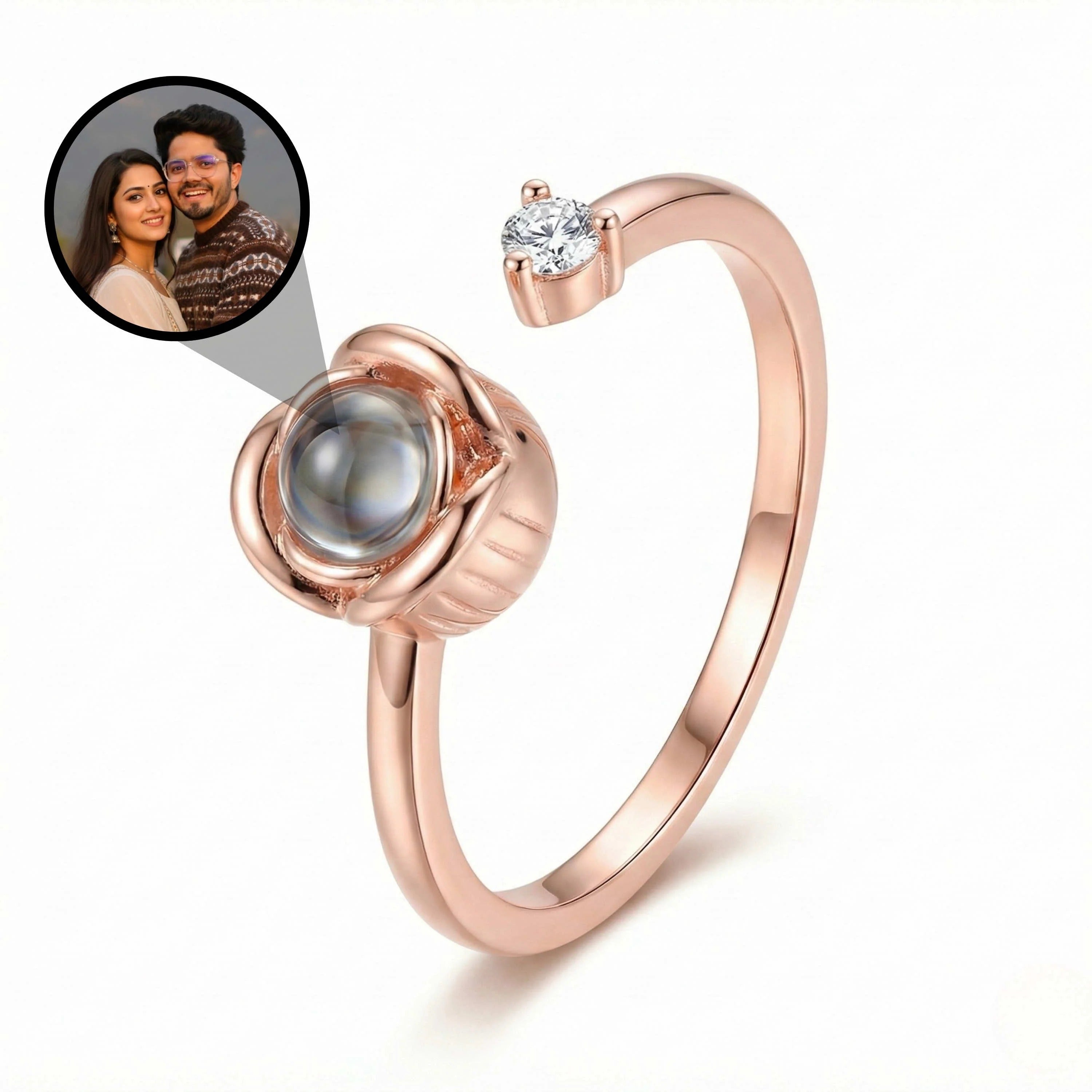 🌹💍 Rose Projection Photo Ring