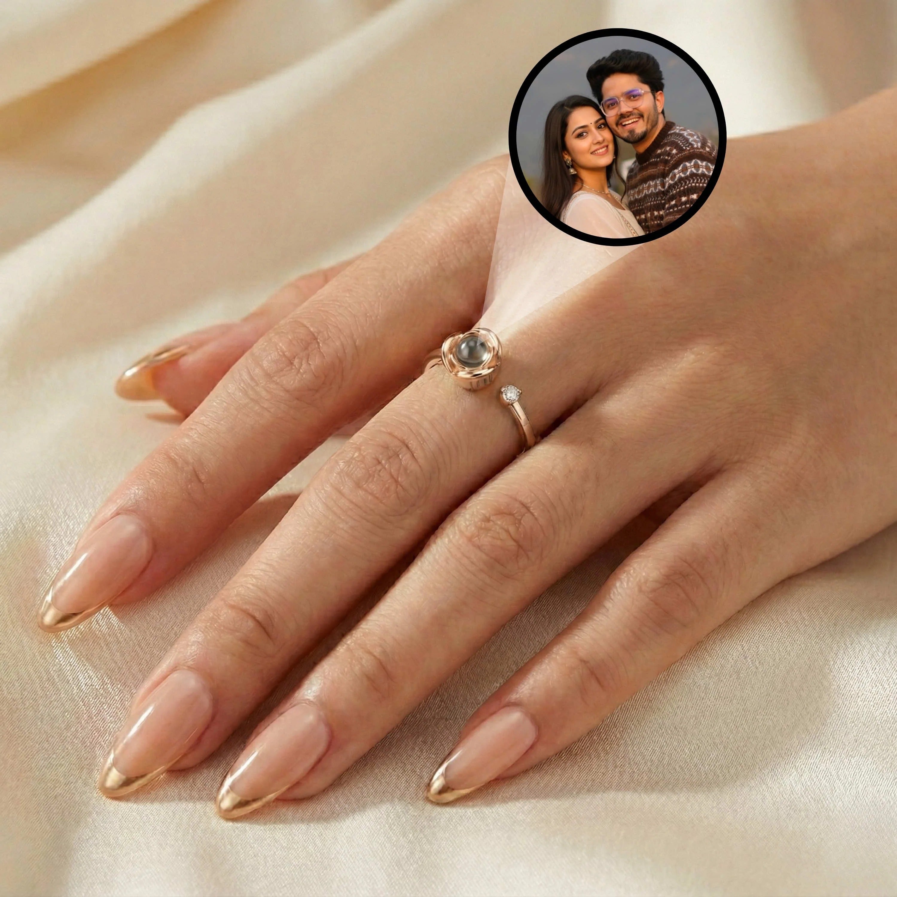 🌹💍 Rose Projection Photo Ring