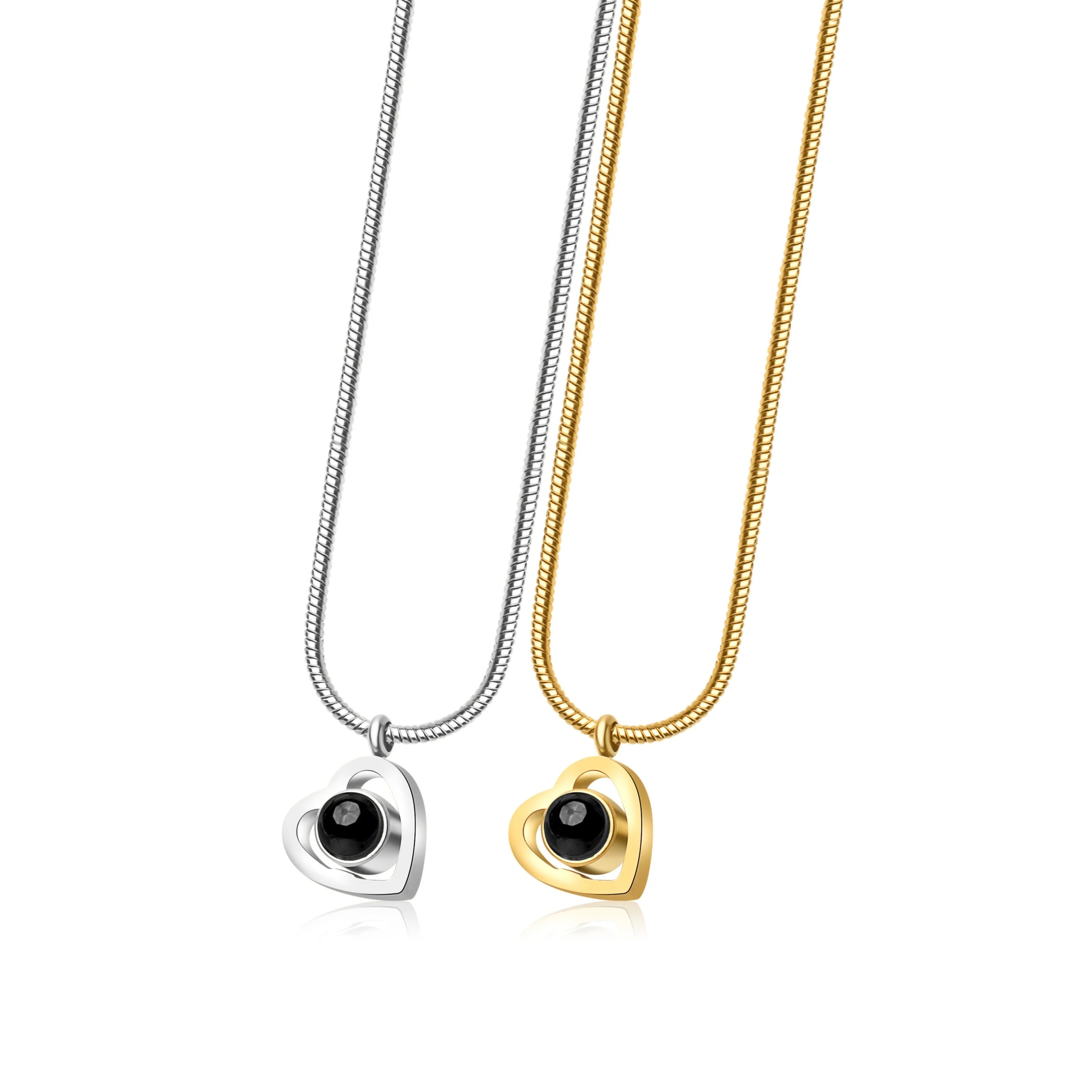 Heart Projection Photo Pendant Necklace