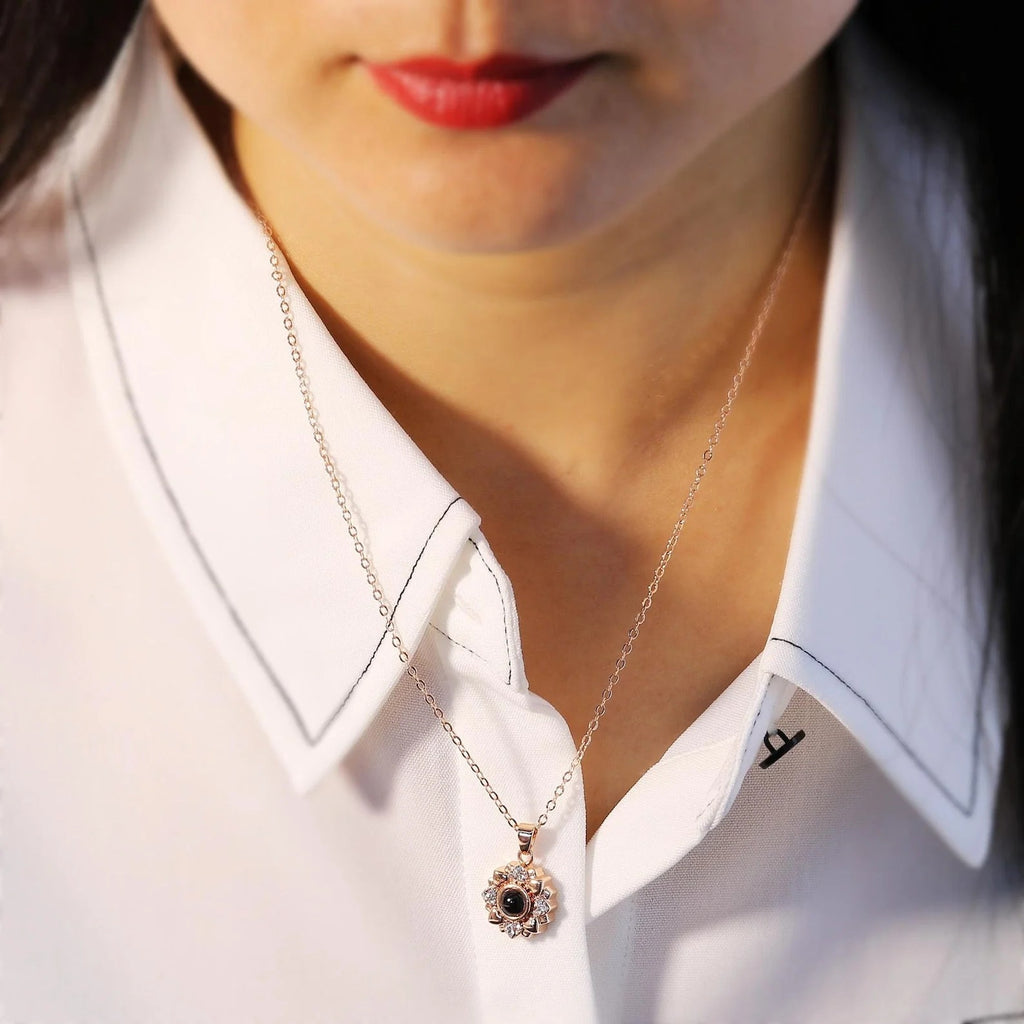 Flower Projection Photo Necklace