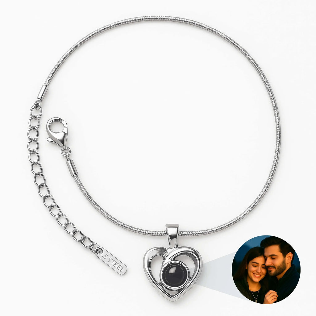 Custom Heart Photo Projection Bracelet