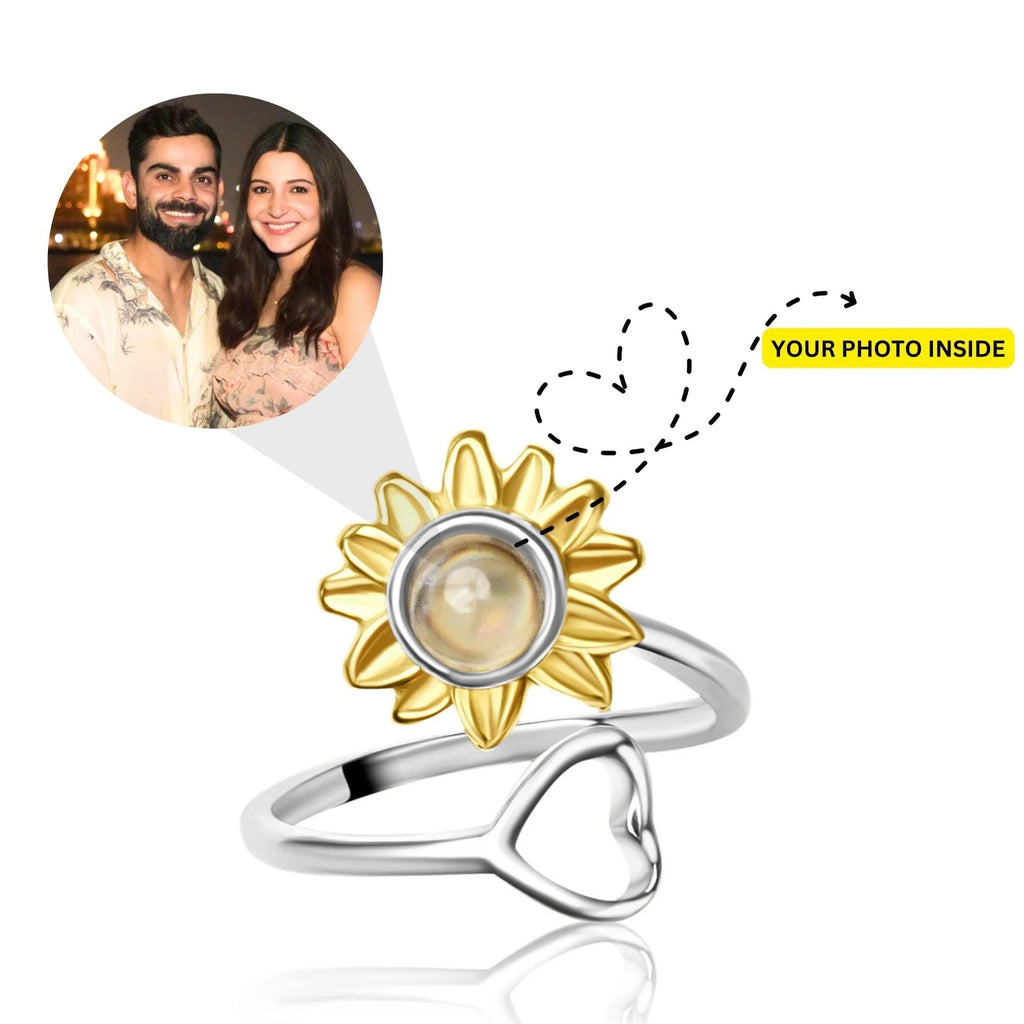 Custom Photo Projection Sunflower Ring