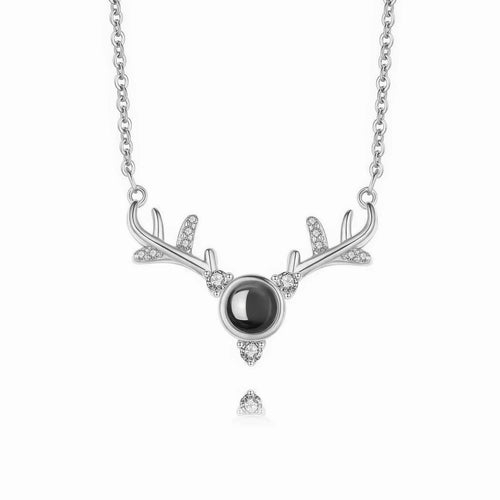Custom Photo Projection Reindeer Pendant Necklace
